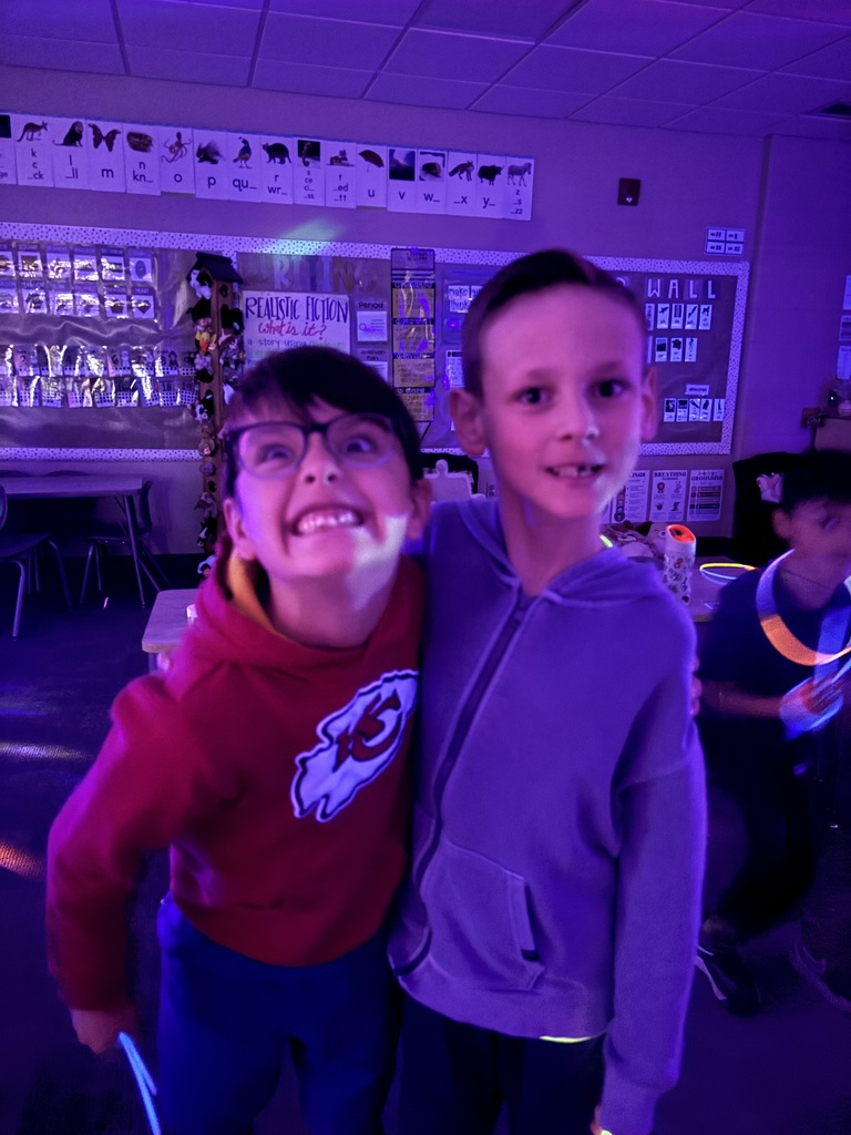 students in a glow party