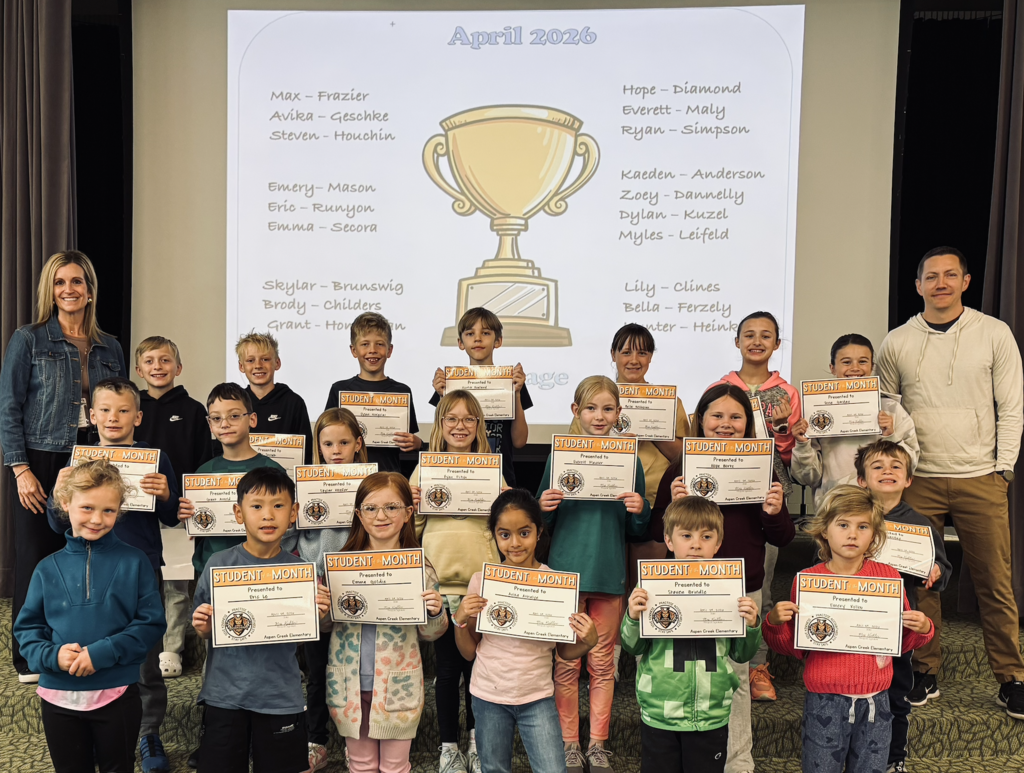 Pictures showing Aspen Creek's students of the month in April.