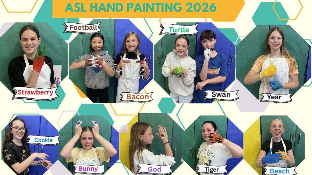 ASL Hand Painting 2026 Strawberry, Football, Bacon, Turtle, Swan, Year, Cookie, Bunny, God, Tiger, Beach
