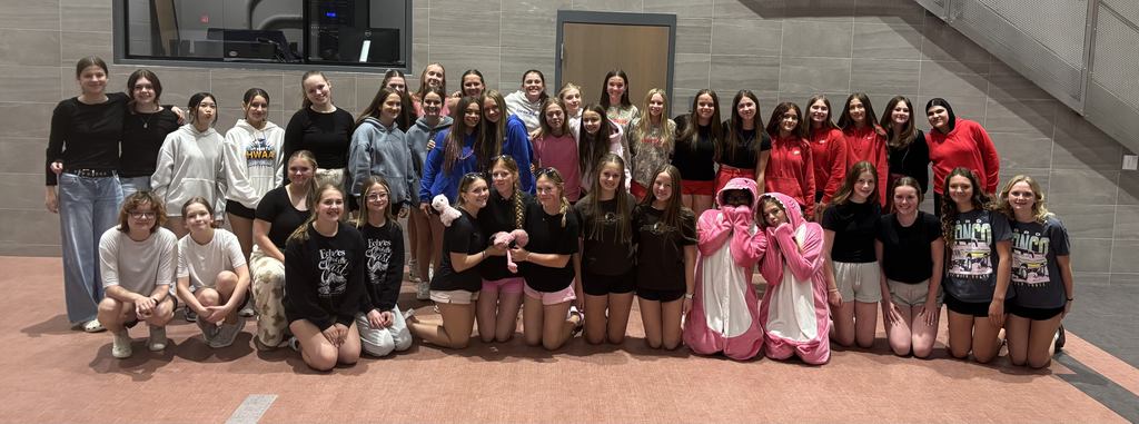 Students dressed in matching outfits. 