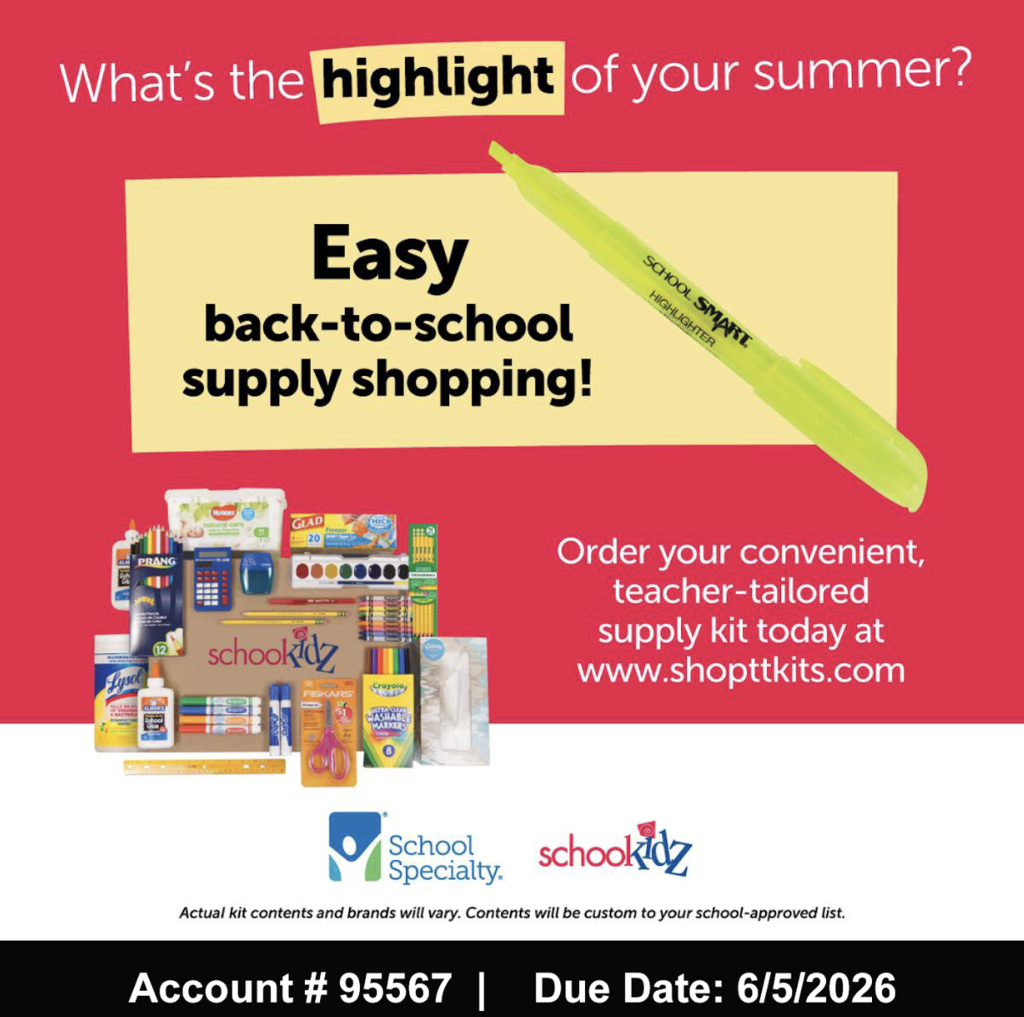 post for ordering school supply kits