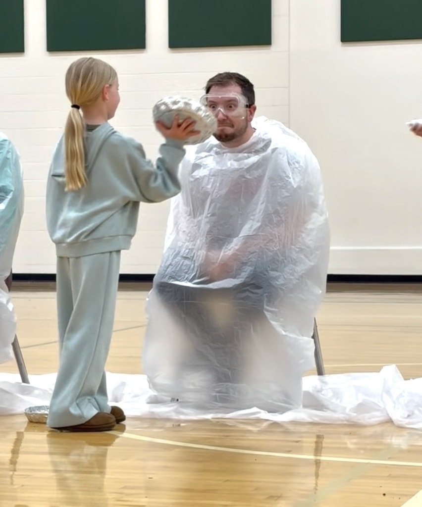 Mr. Kohout getting pied in the face