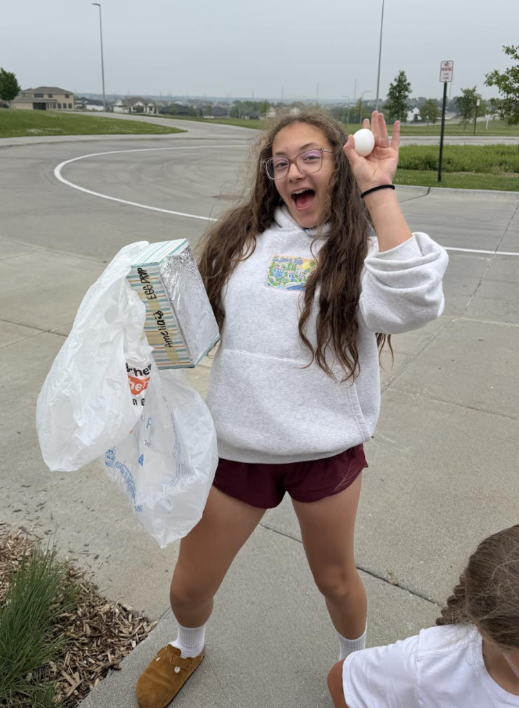 Kids celebrating their egg drop