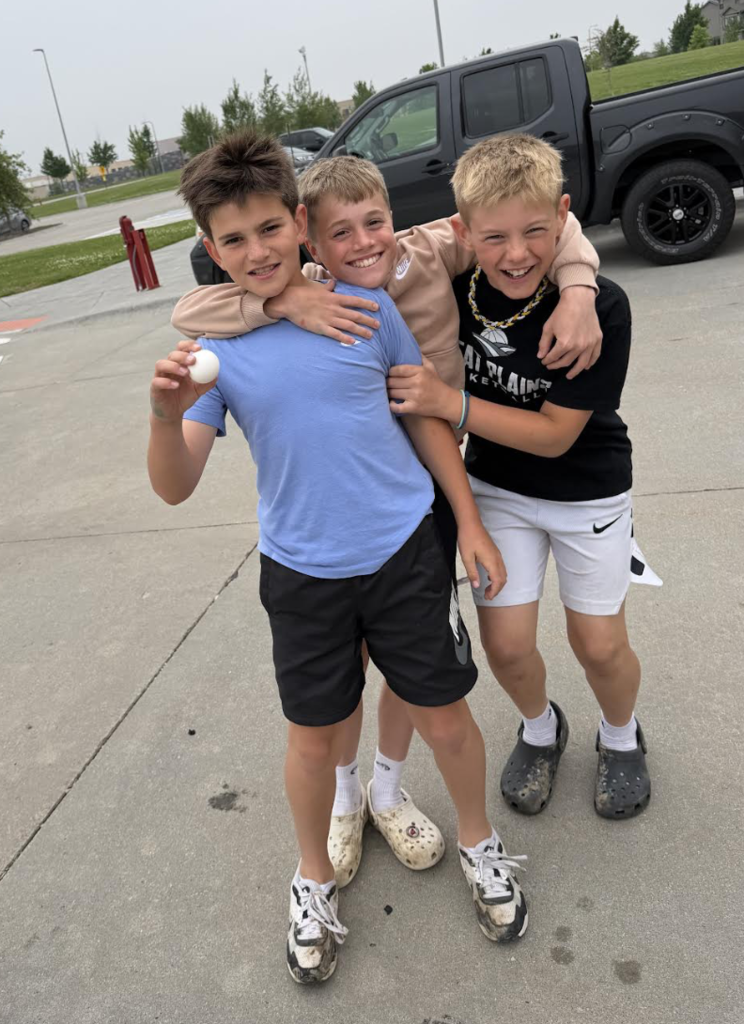 Kids celebrating their egg drop