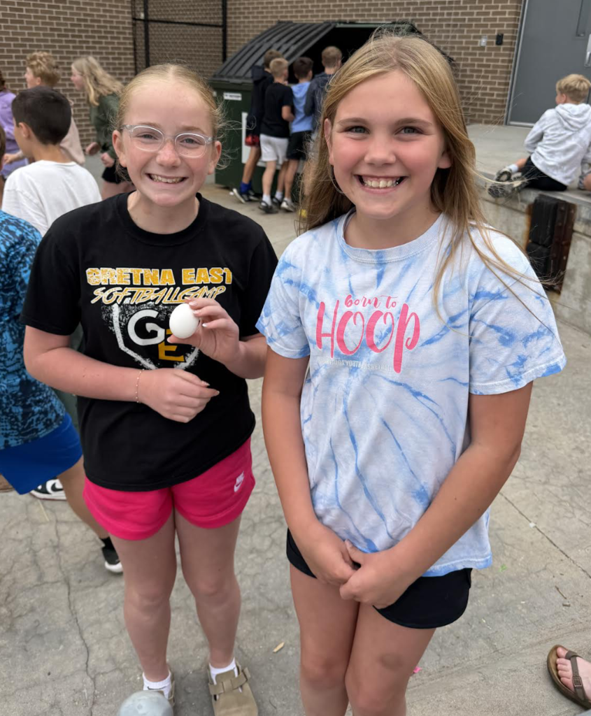 Kids celebrating their egg drop