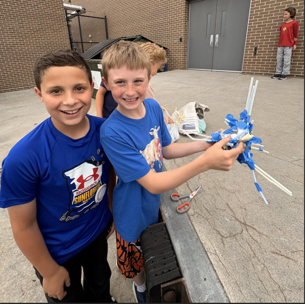 Kids celebrating their egg drop