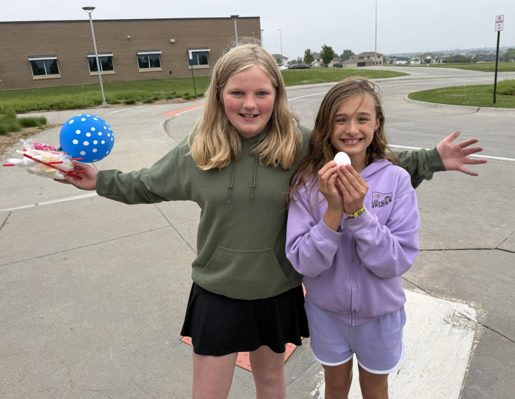 Kids celebrating their egg drop