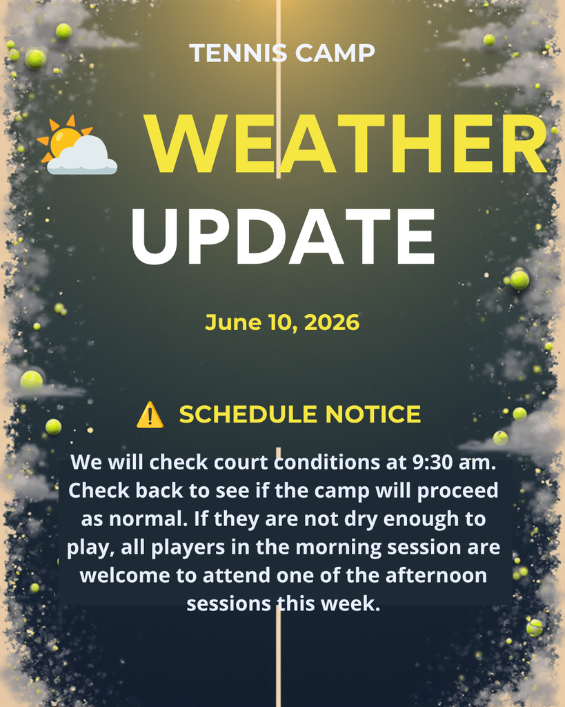 Weather Update for Tennis Camp