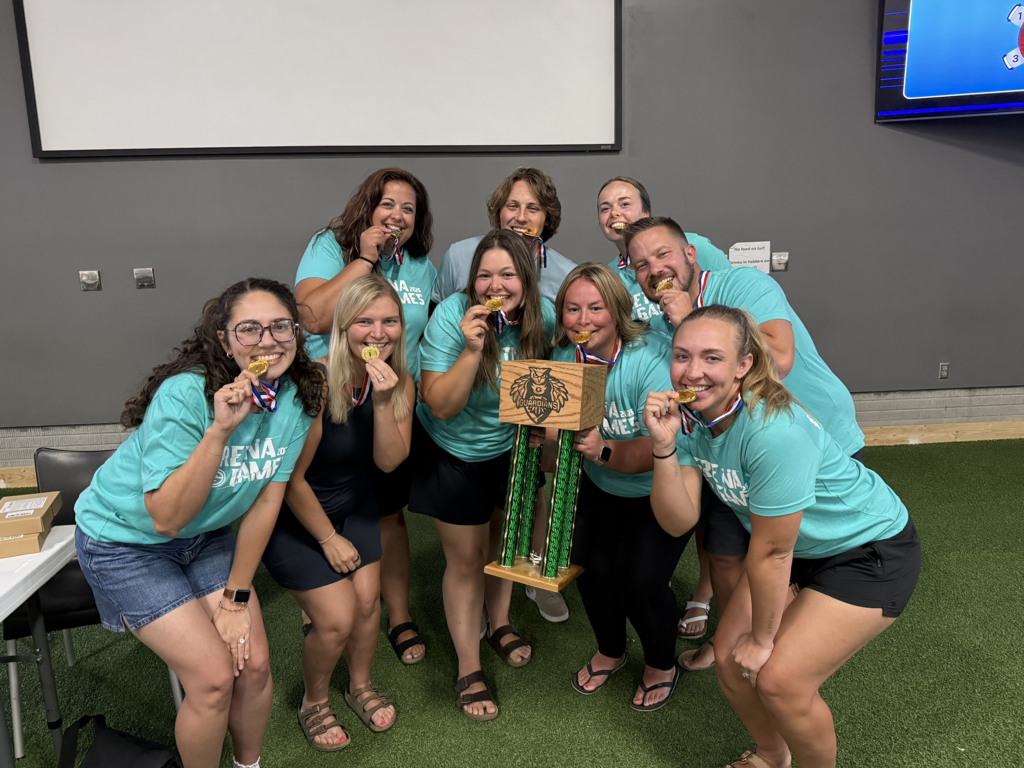 Cedar Hollow staff members pose for a picture with the first place trophy.