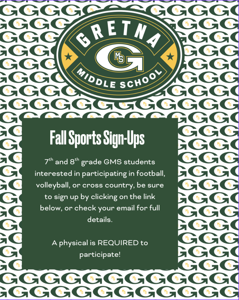 Flyer stating Fall Sports Sign-Up information.