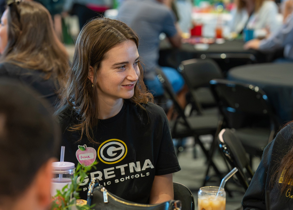 Gretna Public Schools new teacher at breakfast celebrating their upcoming new year