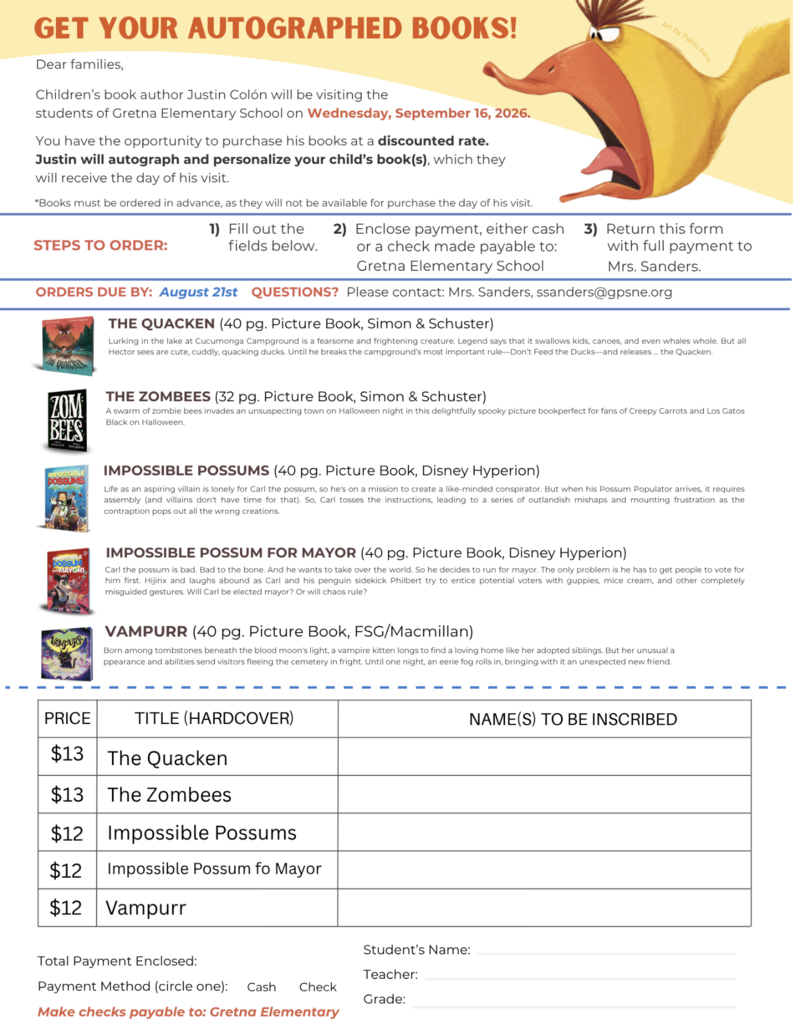 Order form for GES author visit