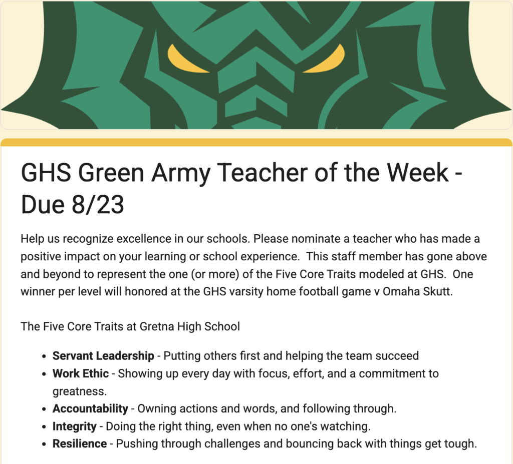 GHS Green Army Teacher