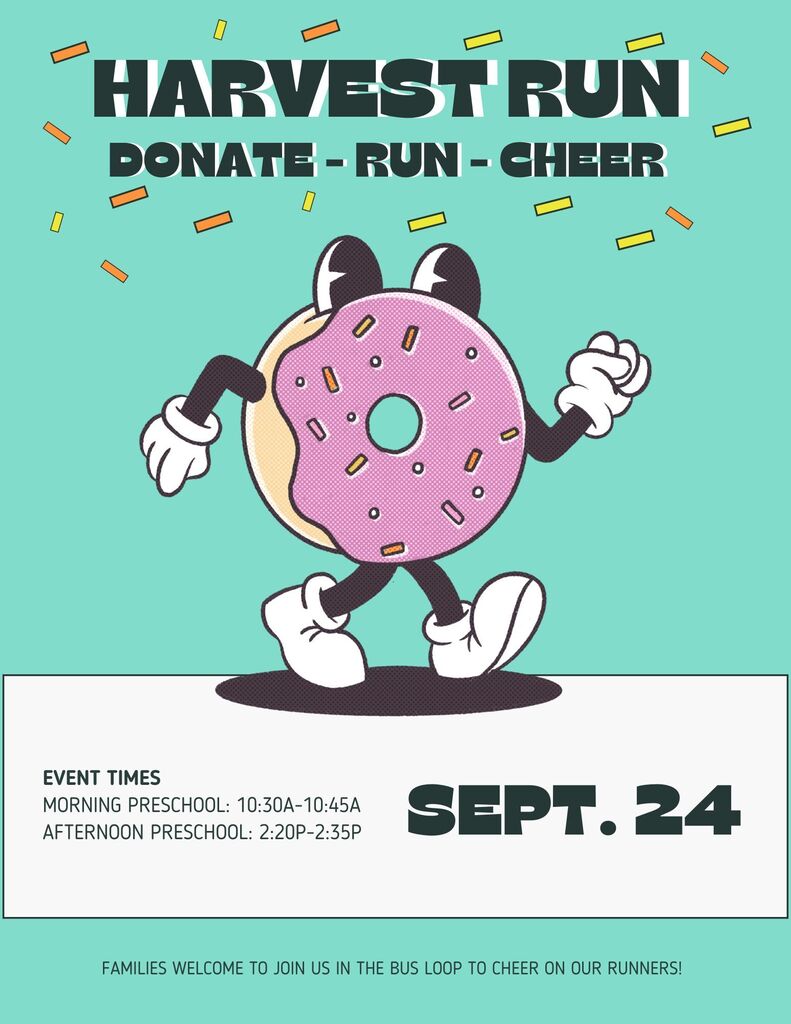 harvst run flyer indicating times for preschool