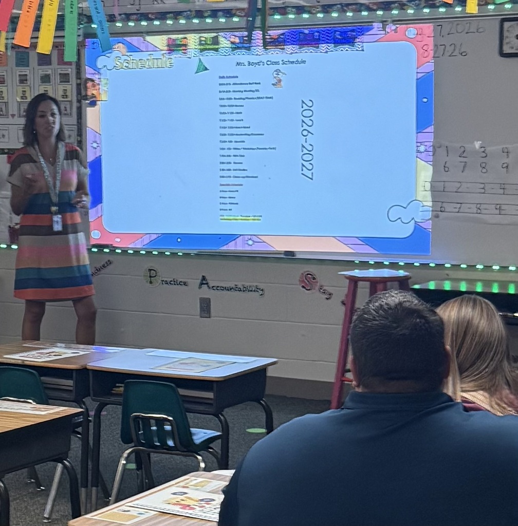 Mrs. Boyd presenting to 1st grade parents at curriculum night.  