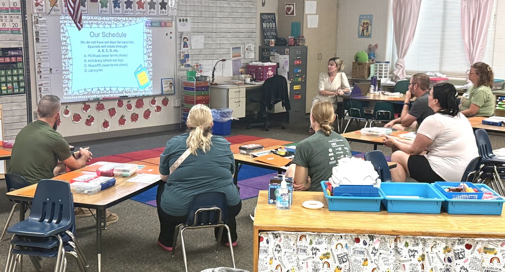 Mrs. Chisler presenting to KG parents at curriculum night.  