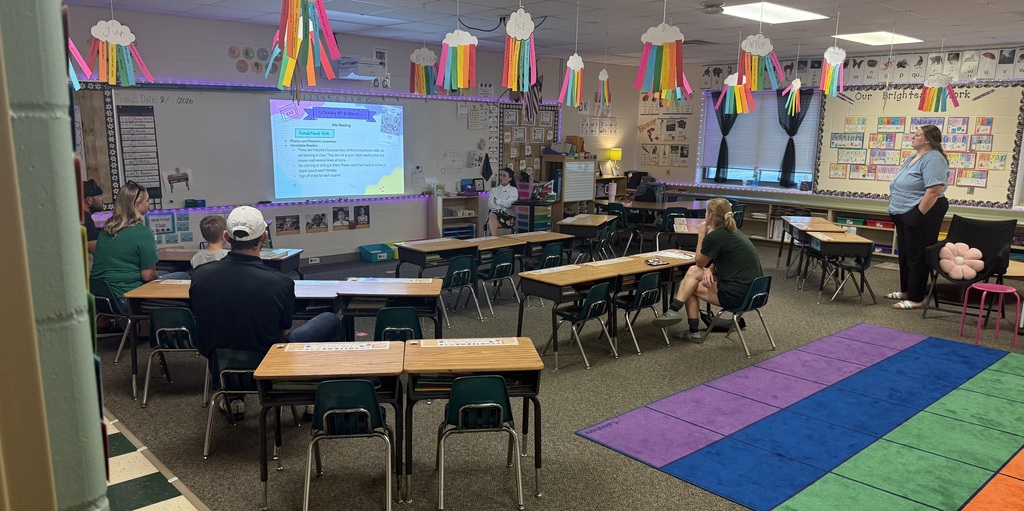 Mrs. Foral presenting to 1st grade parents at curriculum night.  