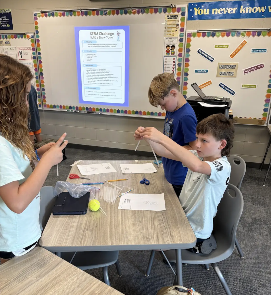 students working on a stem project in a classroom 