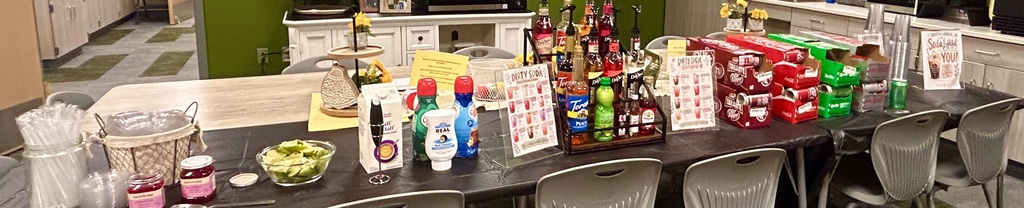 dirty soda bar set up in staff lounge