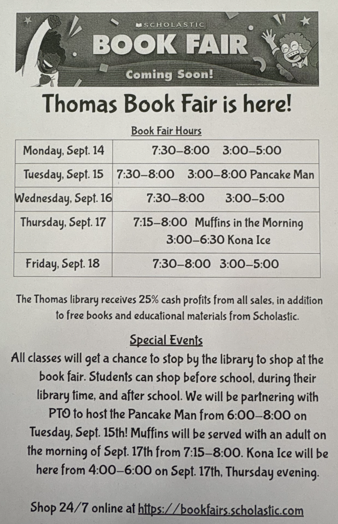 Book fair schedule with special events
