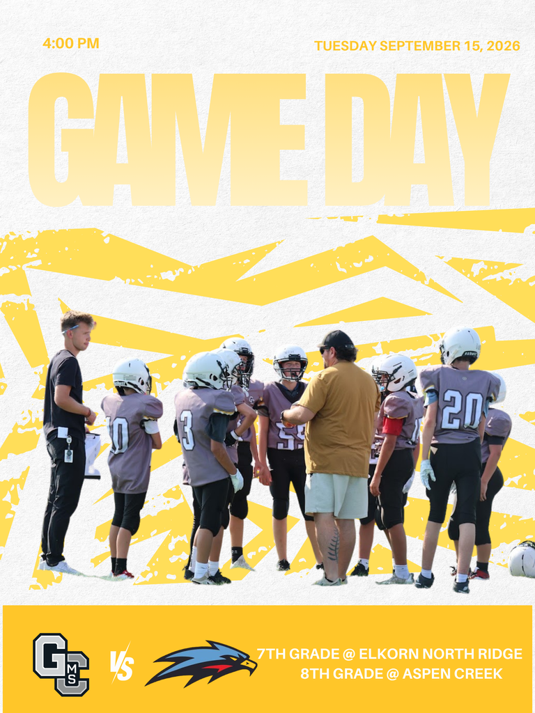 Game Day heading. Picture of team. When and where below that.