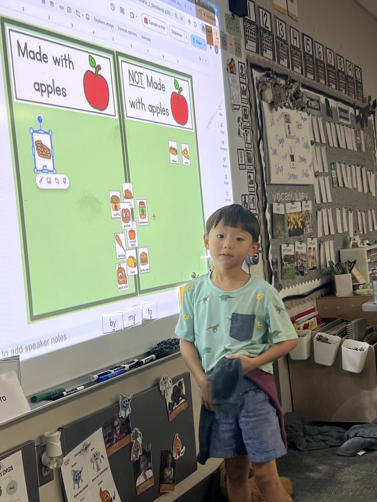students sort things that are made with apples and not made with apples