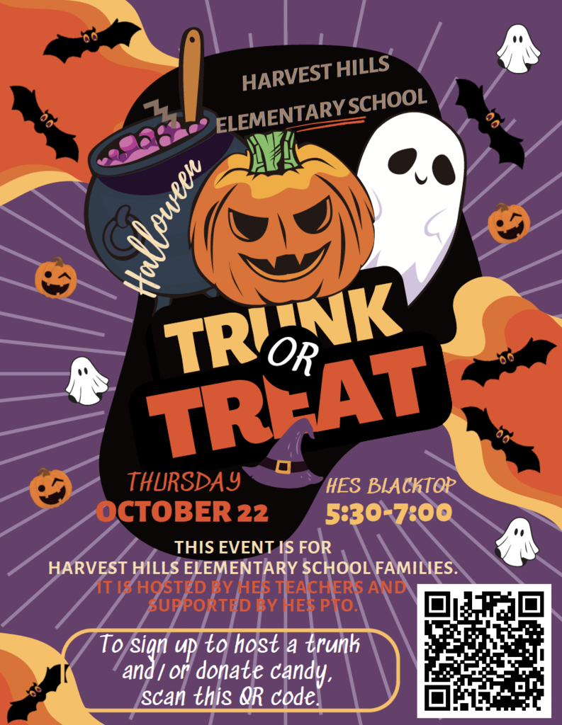 flyer for the harvest hills trunk or treat