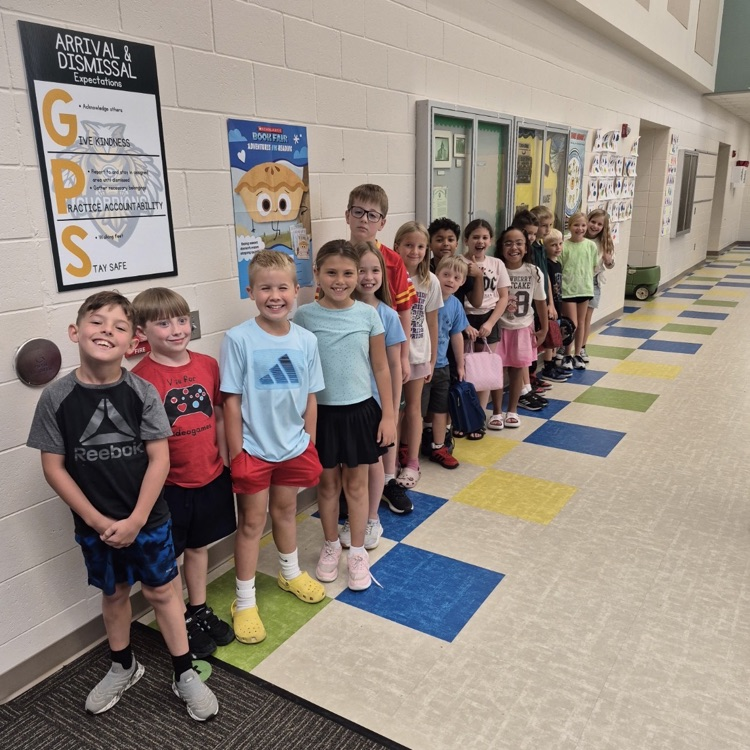 students standing in line after lunch