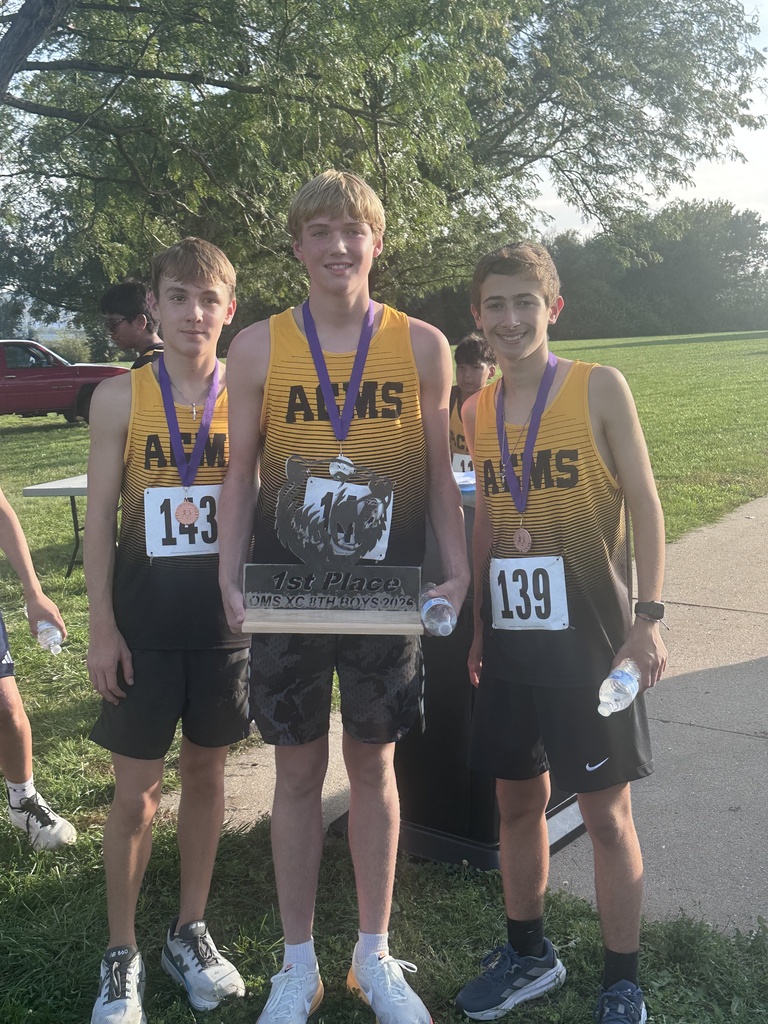 Some of the ACMS 8th grade boys cross country team who won the meet at Blair.