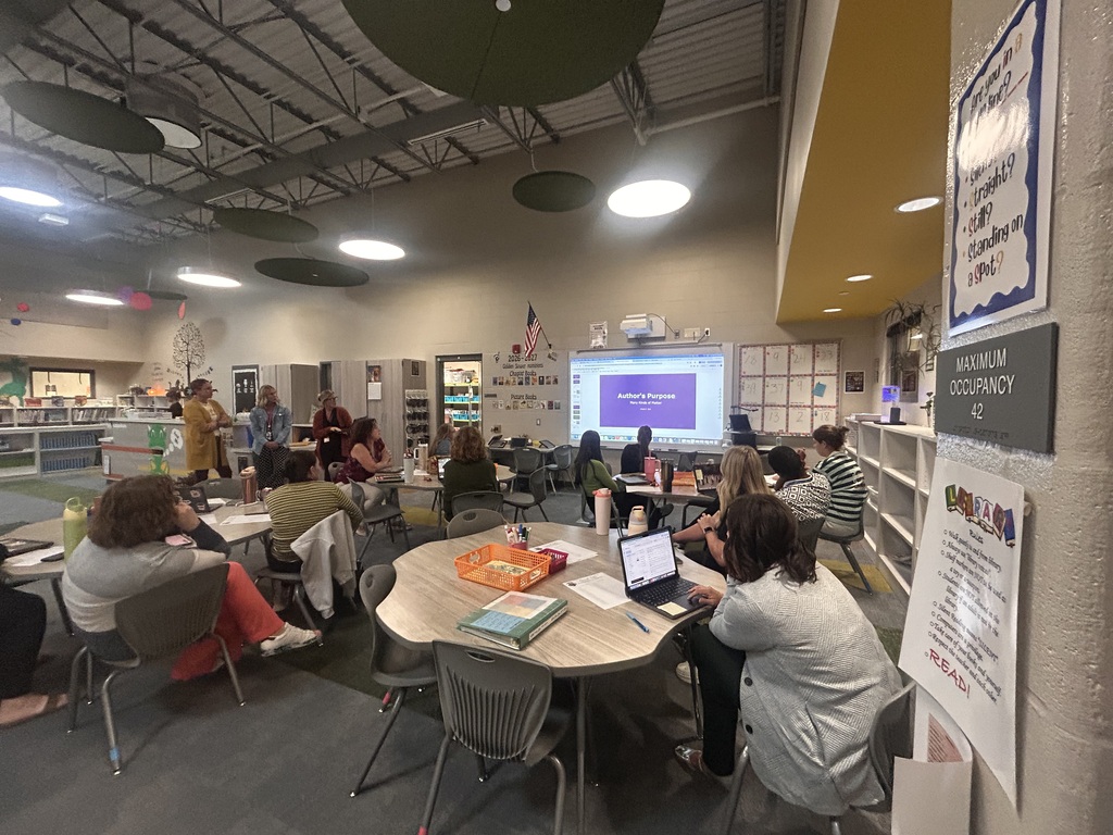 teachers in a professional development in the media center afterschool one day