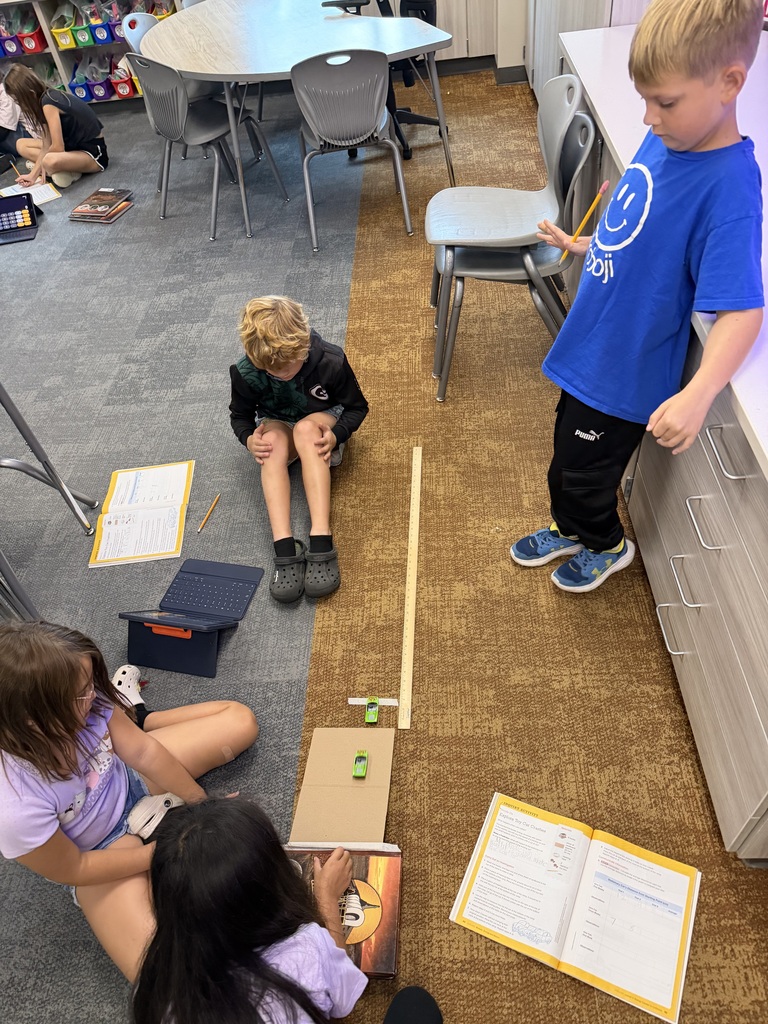 students working on a science project with various tools in the classroom
