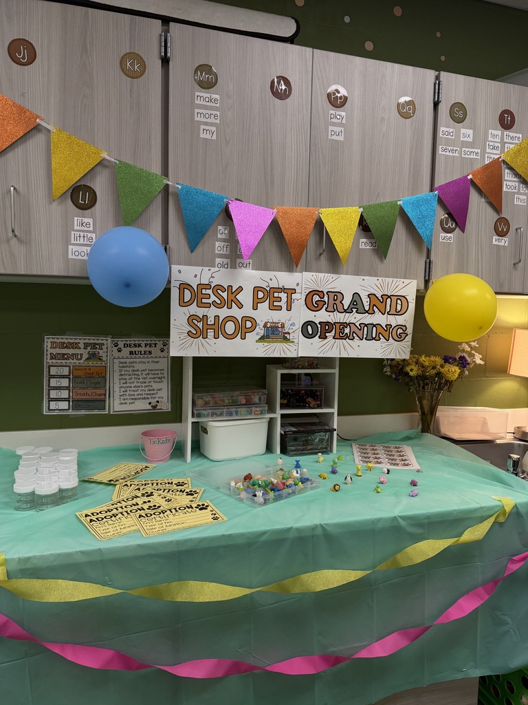 a table in a classroom set up for students to get a desk pet