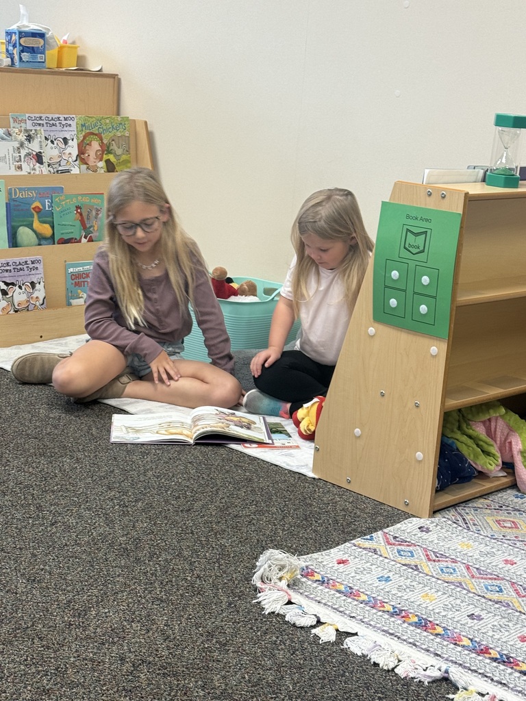 3rd grade student reading to preschool student