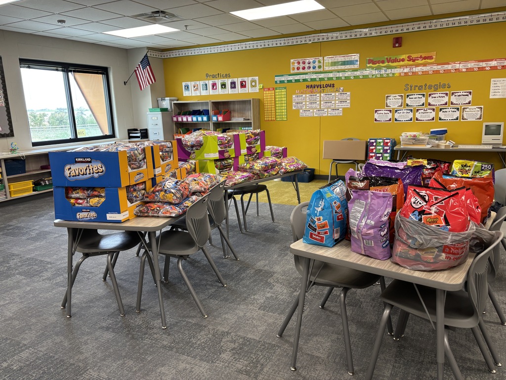 Thousands of pieces of candy sit on tables at Harvest Hills in preparation of Trunk or Treat.
