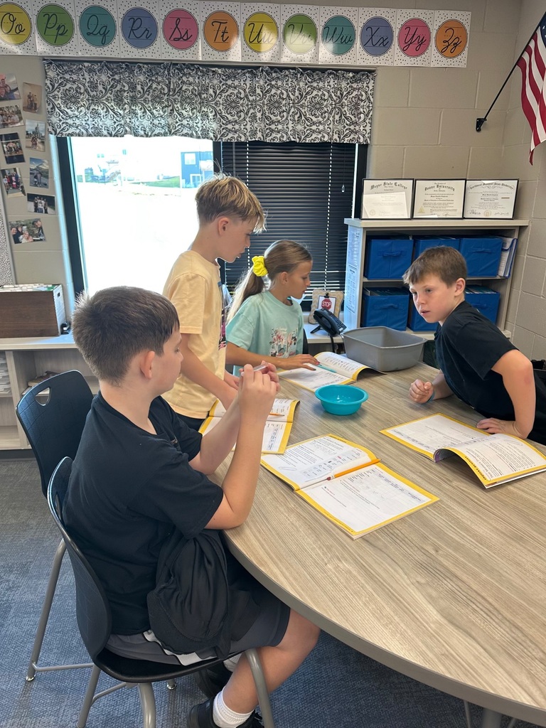 Students at Harvest Hills work on property learning in science class.