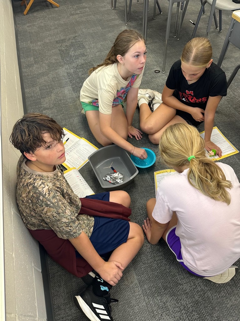 Students at Harvest Hills work on property learning in science class.