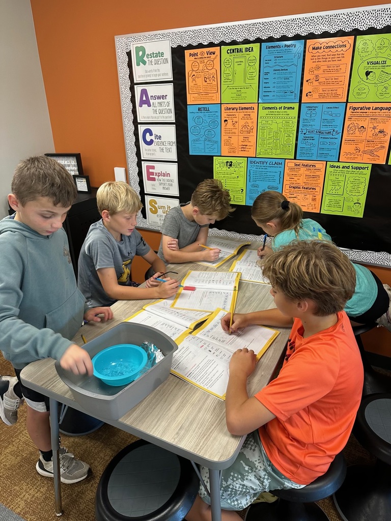 Students at Harvest Hills work on property learning in science class.