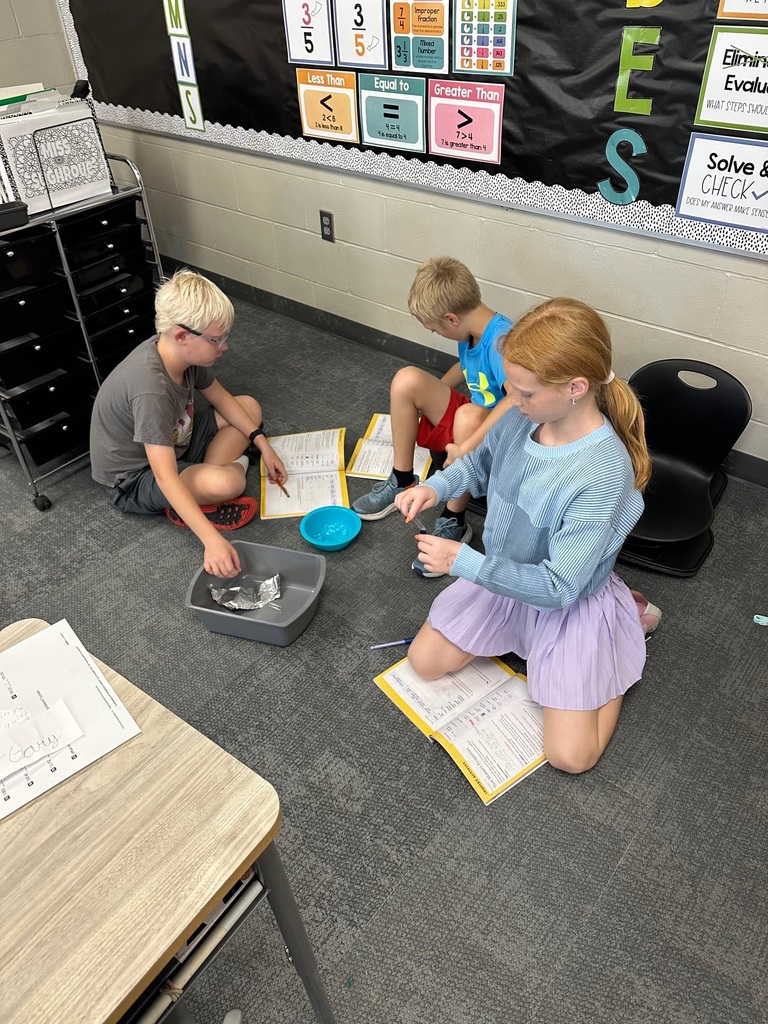 Students at Harvest Hills work on property learning in science class.