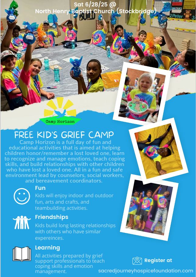 Kid's grief camp flyer