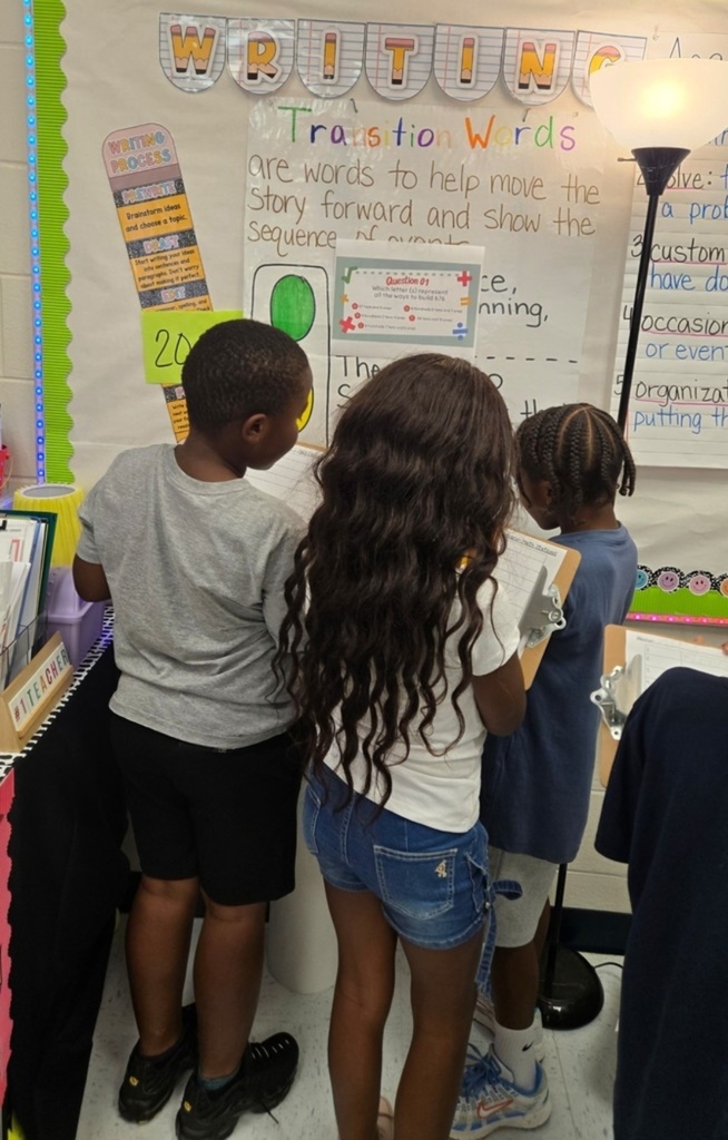 kids standing and working
