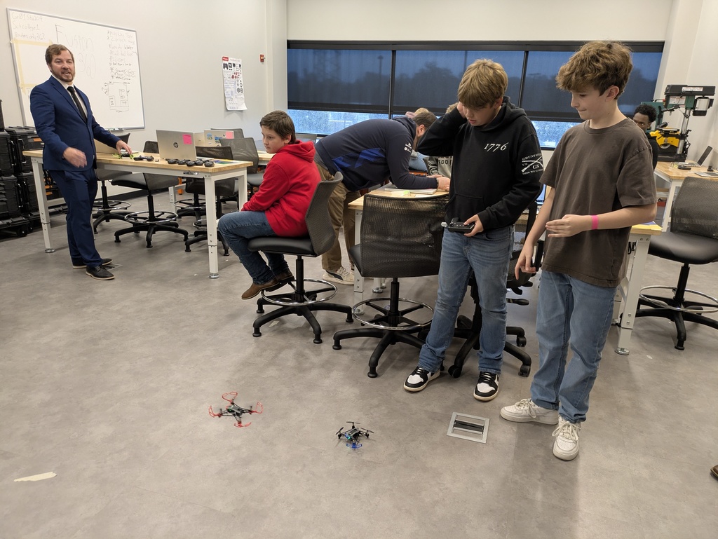 students with drone