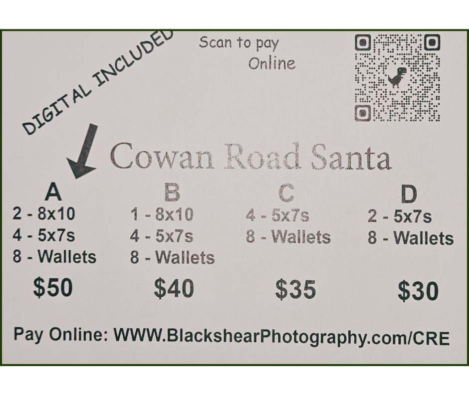 image with picture packages available and qr code to scan for paying online