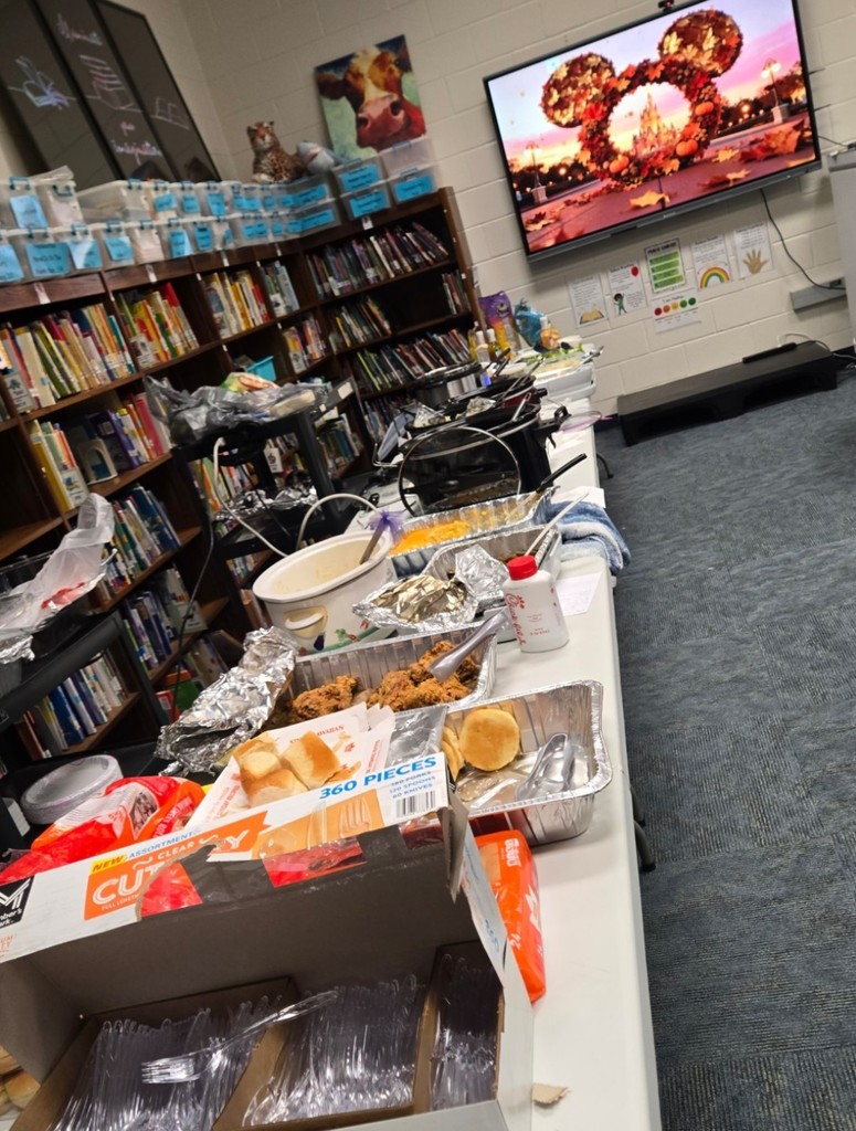 long tables filled with food