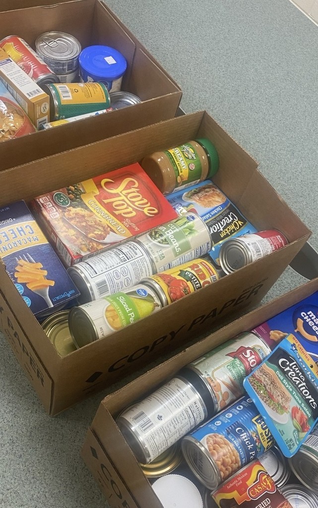 Canned/non-perishable food packed in boxes