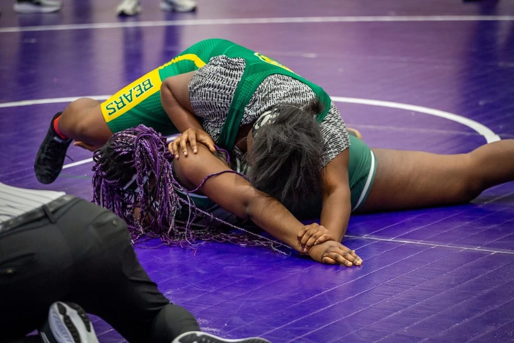 Azylah Miller competes in wrestling competition