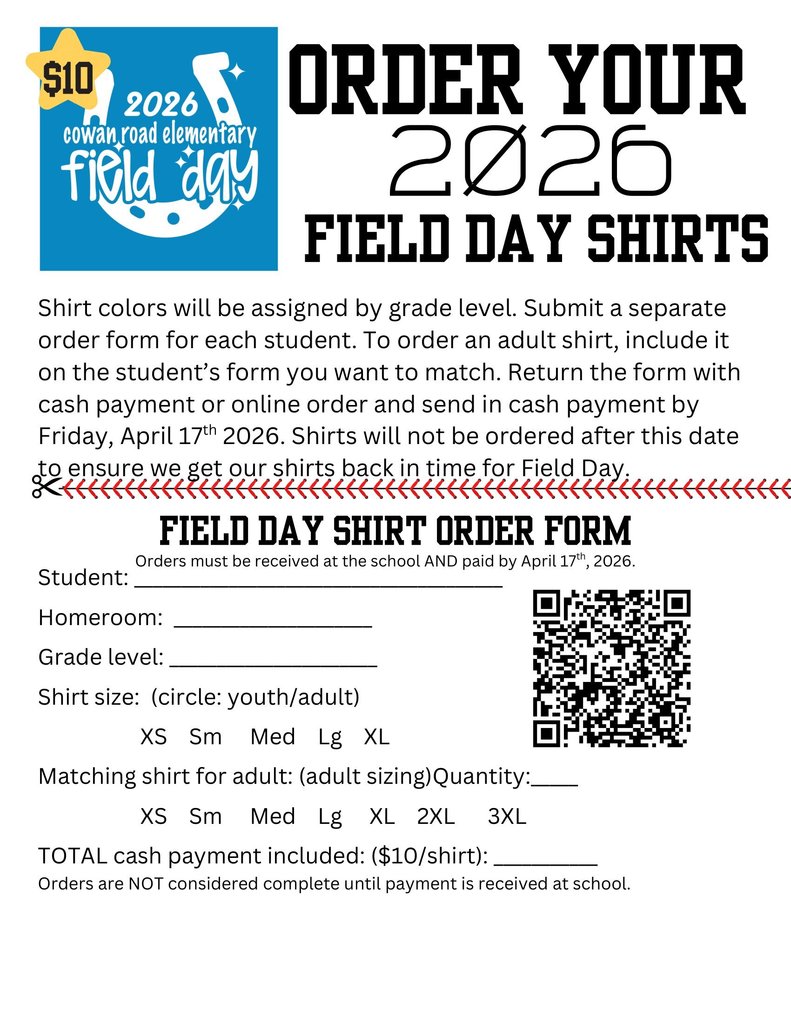 Field Day tshirt order form