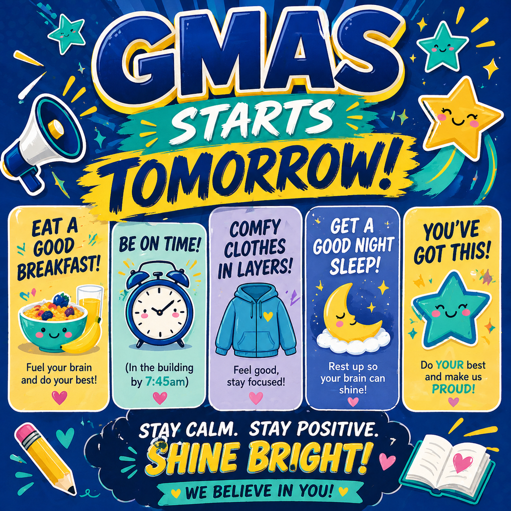 graphic about GMAS starting tomorrow, same info as post