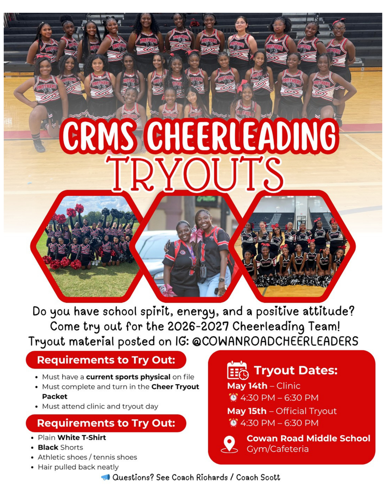 CRMS Cheerleading Tryouts