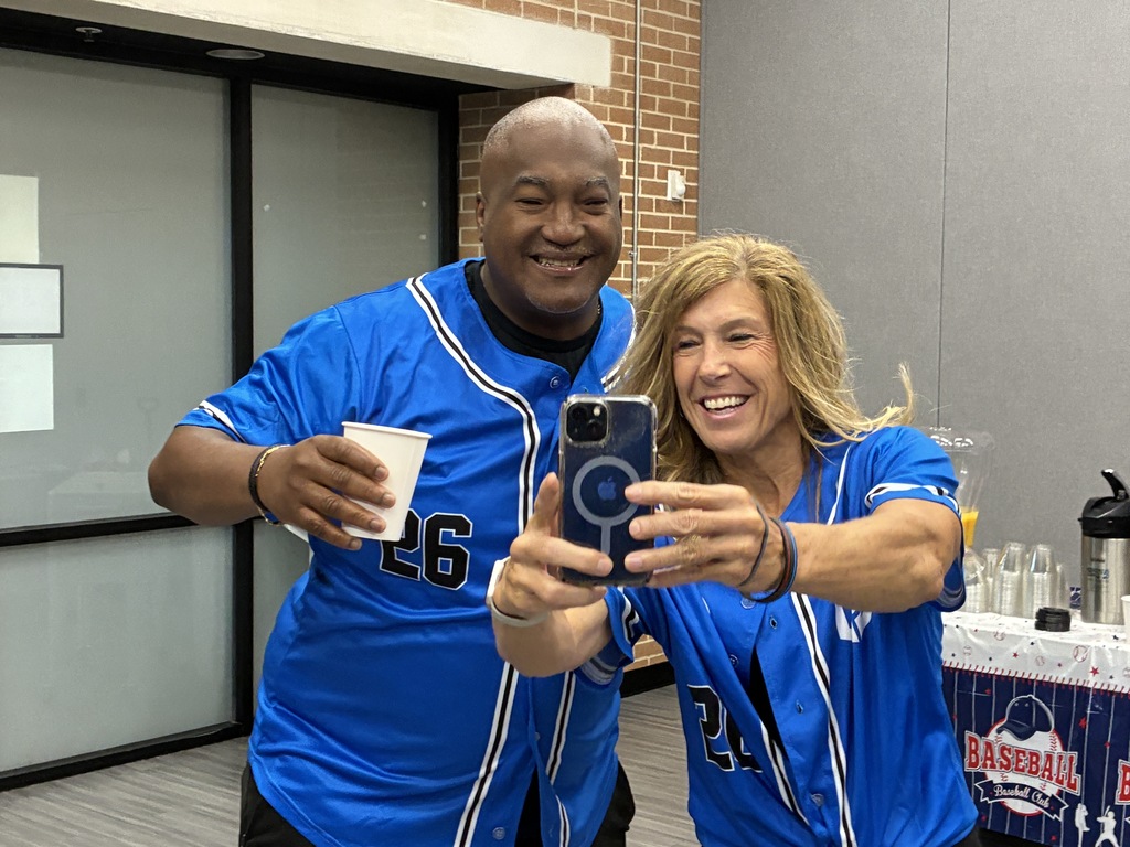 staff taking selfies