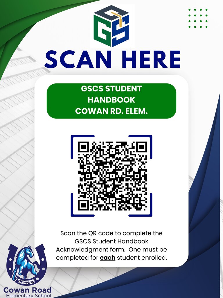 GSCS Student Handbook Cowan Rd Elementary QR code - Scan Here